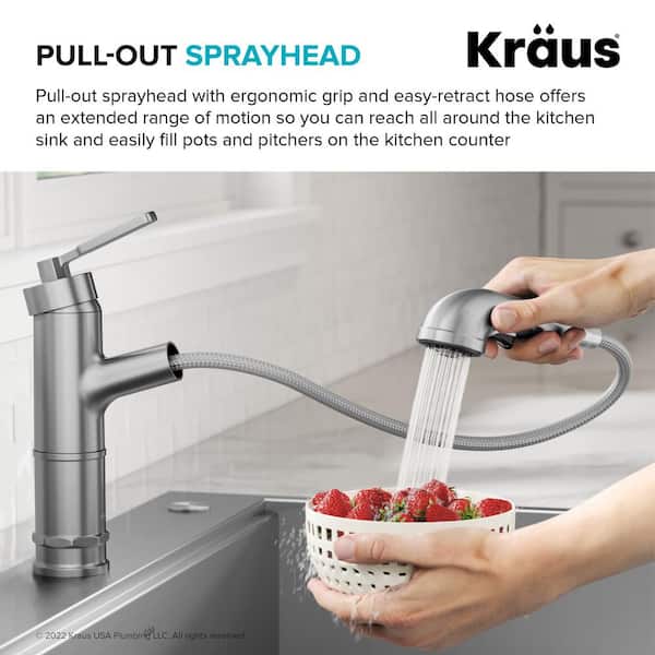 Allyn Pull-Out Single Handle Kitchen Faucet in Spot-Free Stainless Steel