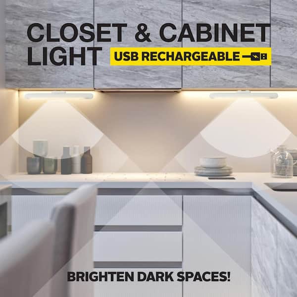 13 in. Rechargeable Wireless Integrated LED White Motion Activated Closet and Under Cabinet Light