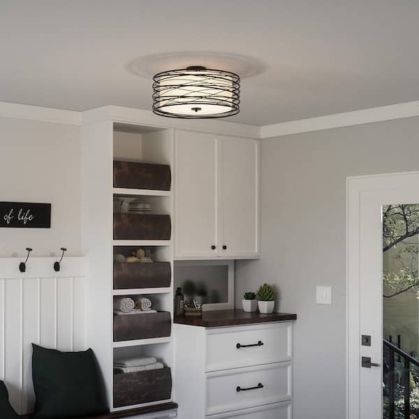 Spiral 3-Light Mystic Black Semi-Flush Mount