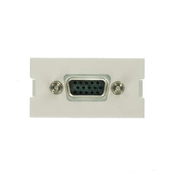 VGA HD15 Video Feedthrough Multimedia Outlet System (MOS) Module, White