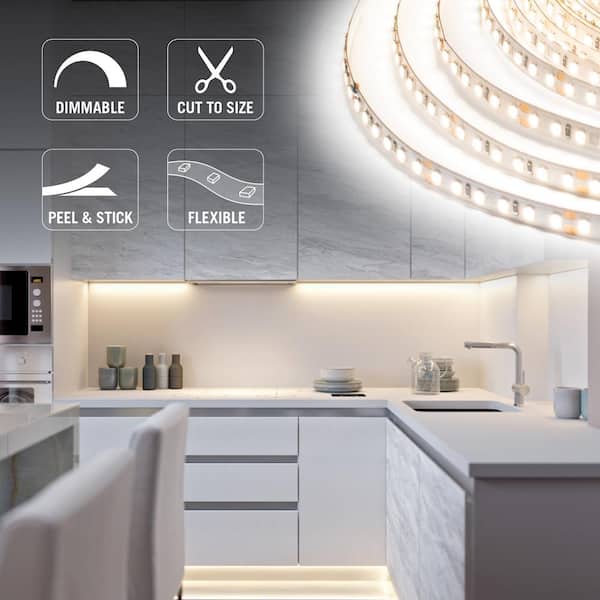 RibbonFlex Pro 32.8 ft. (10M) 24-Volt LED Tape Light, Soft Bright White (3000K), 120 LEDs/M