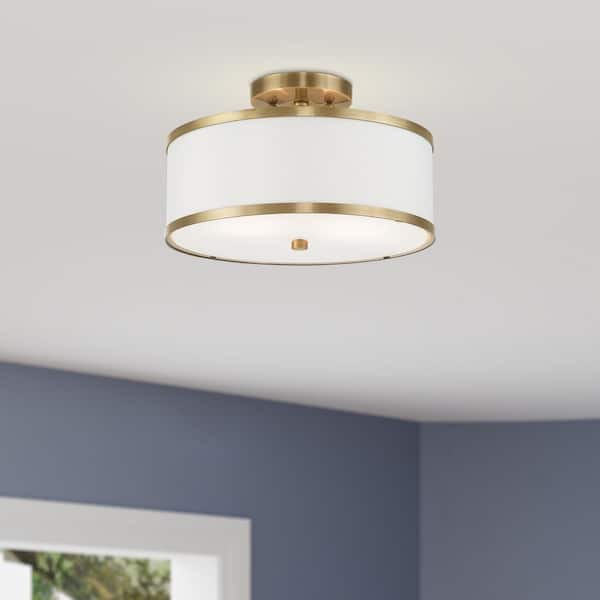 Cameron 2 Light Antique Brass Semi Flush Mount