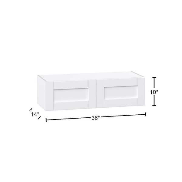 Mancos Glacier White Shaker Assembled Wall Kitchen Bridge Cabinet (36 in. W X 10 in. H X 14 in. D)