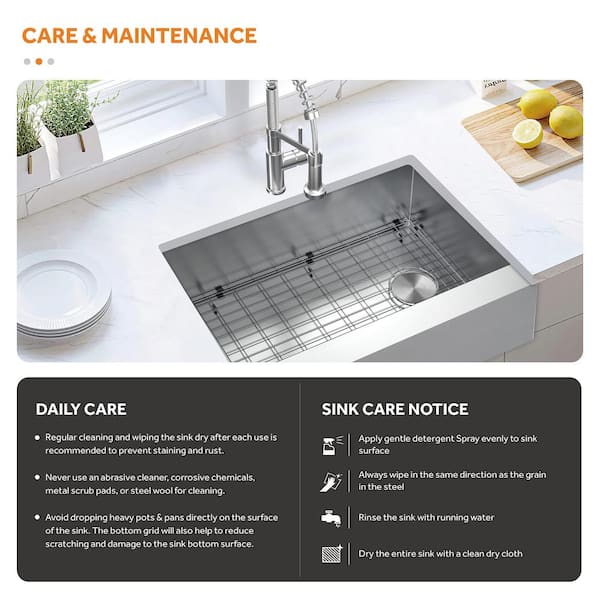 Professional 30 in All-in-One Farmhouse/Apron-Front 16G Stainless Steel Single Bowl Kitchen Sink with Spring Neck Faucet