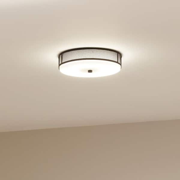 Ceiling Space 13.25 in. 1-Light Black Integrated LED Transitional Hallway Flush Mount Ceiling Light