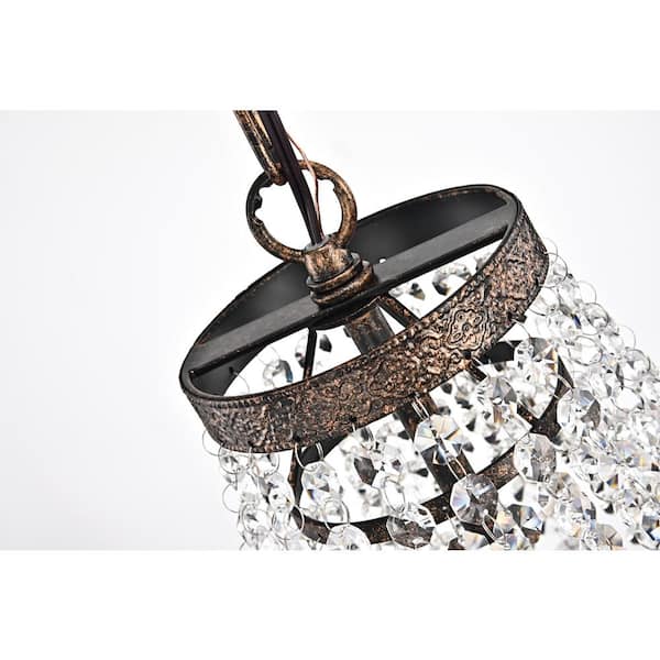 Clarus 7-Light Antique Copper Glam Empire Chandelier with Clear Glass Hanging Crystals