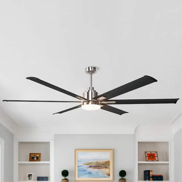 72 in. Modern Integrated LED Brushed Chrome Ceiling Fan with Light and Remote Control