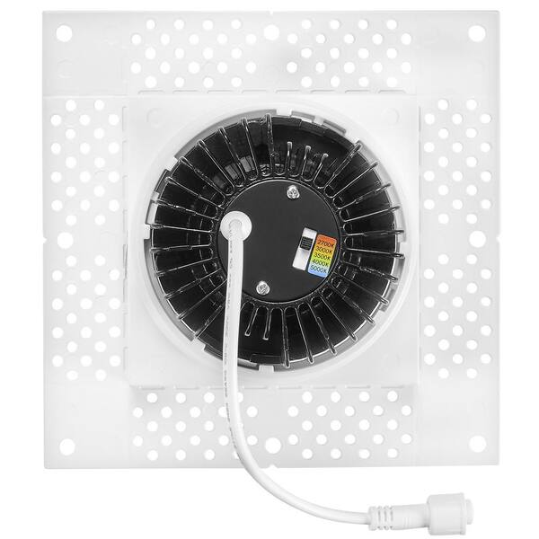 4 in. Trimless Slim Square Recessed Anti-Glare LED Downlight, White, Canless IC Rated, 1000 Lumens, 5 CCT 2700K-5000K