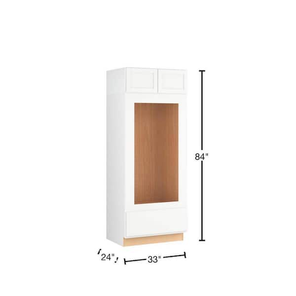 Courtland 33 in. W x 24 in. D x 84 in. H Assembled Shaker Double Oven Kitchen Cabinet in Polar White