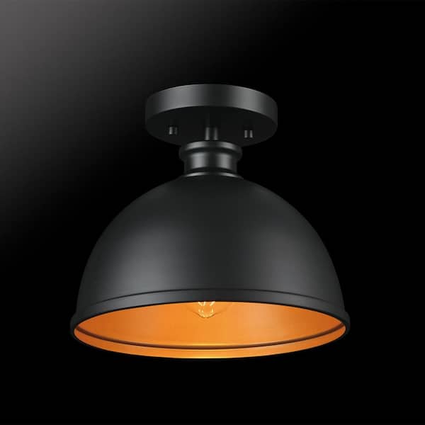 Tallulah 10 in. 1-Light Matte Black Semi-Flush Mount