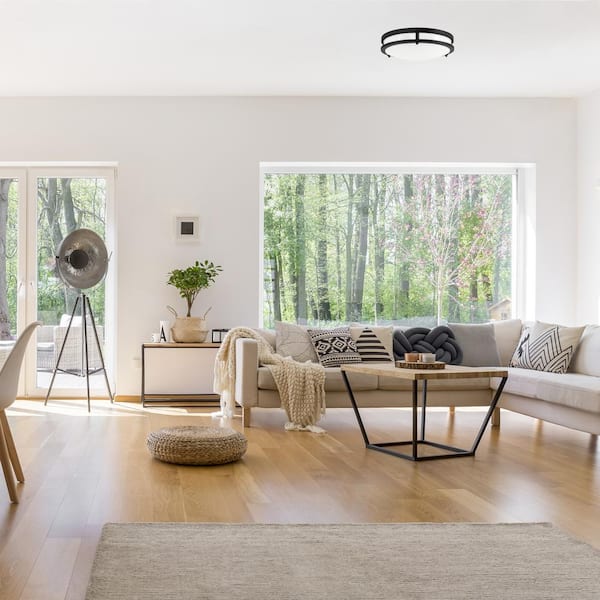 Ripon 14.8 in. W Matte Black Integrated LED Dimmable Flush Mount Ceiling Light