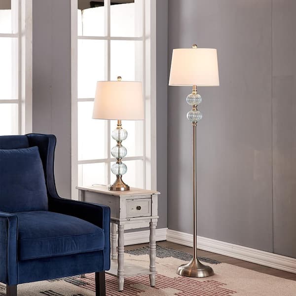 Montgomery 62 in. Blue Glass Traditional Floor Lamp