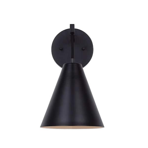 Arlo 12 in. 1-Light Matte Black Sconce with Metal Shade