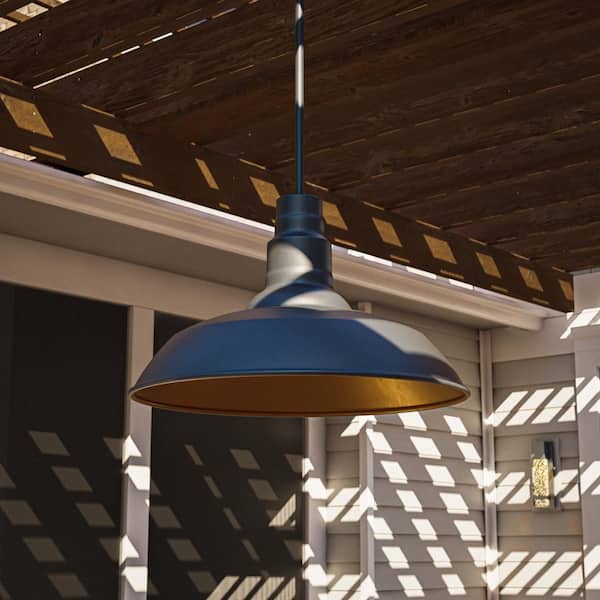 Bell Ridge 18 in. 1-Light Black Outdoor Mini Pendant Light