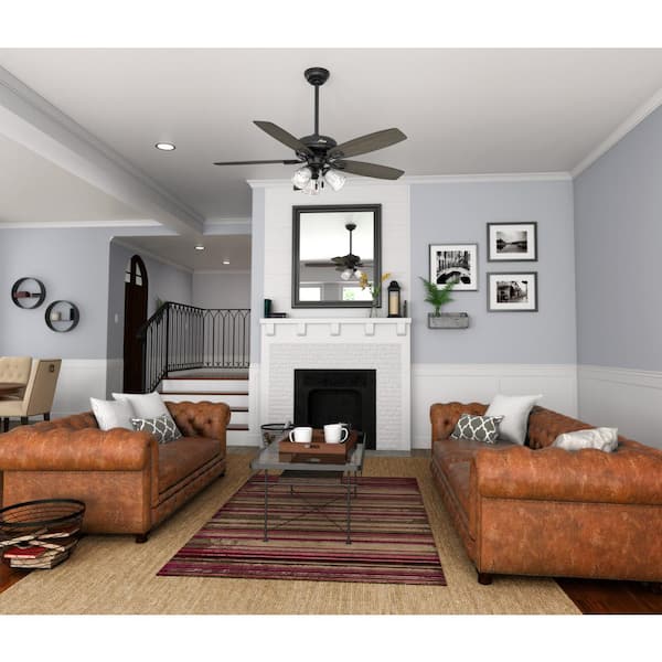 Highbury II 52 in. LED Indoor Matte Black Ceiling Fan with Light Kit