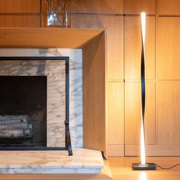 Helix 48 in. Black Modern LED Floor Lamp