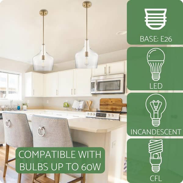 Lucy 16 in. 60-Watt 1-Light Cool Brass Modern Bowl Pendant Light with Clear Glass Shade