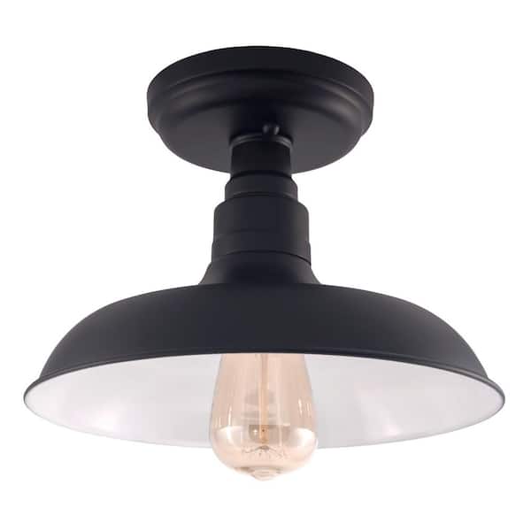 Kimball 11 in. 1-Light Matte Black Ceiling Light Semi-Flush Mount