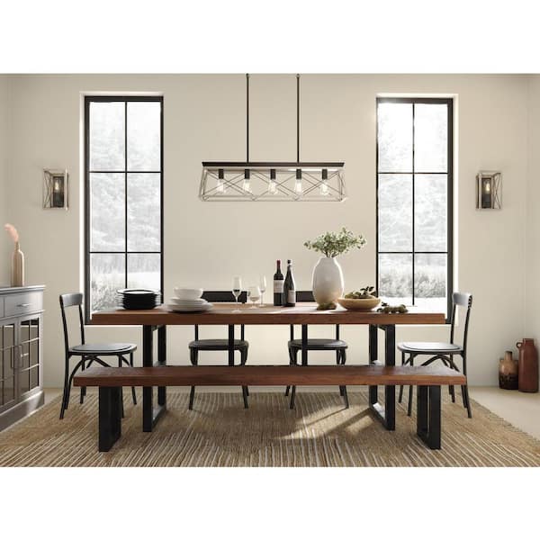 Briarwood Collection 5-Light Graphite Farmhouse Linear Island Chandelier Light
