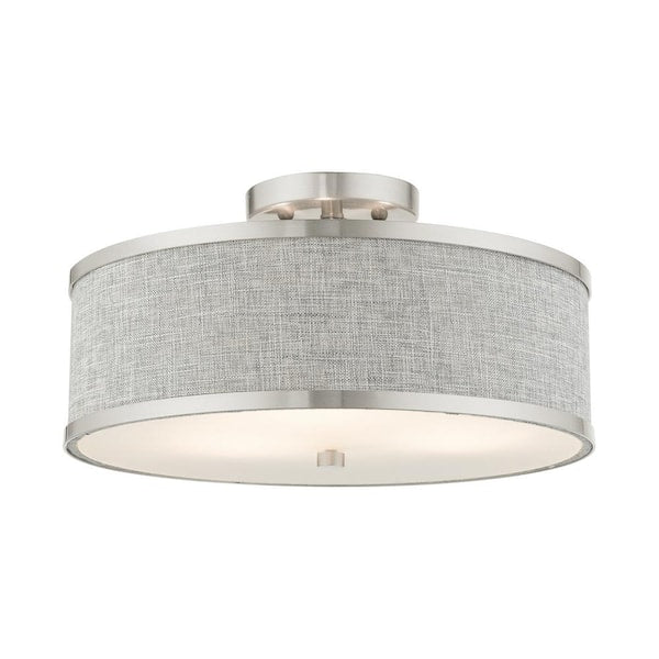 Park Ridge 3 Light Brushed Nickel Semi Flush Mount