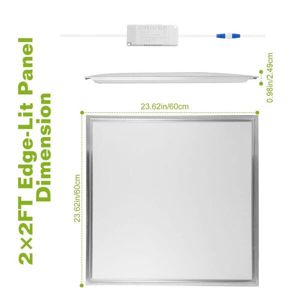 2-Pieces 23.62 in. L x 23.62 in. W 5800-Lumens Integrated LED Panel Light Ceiling Lighting, 7000K, Cold White