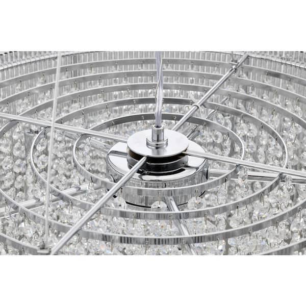 Pamina 22 in. 5-Light Chrome Glam Drum Shade Chandelier