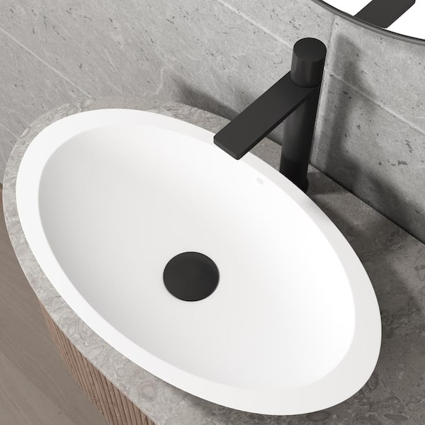 Vessel Bathroom Sink Pop-Up Drain and Mounting Ring, Matte Black