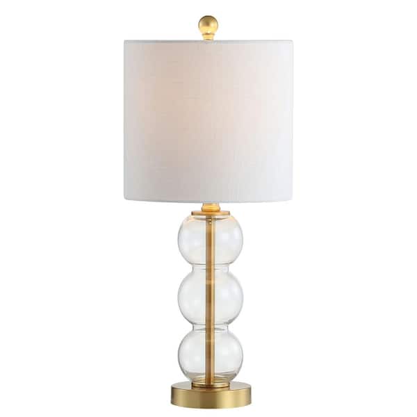 February 21 in. Clear/Brass Gold Glass/Metal LED Table Lamp