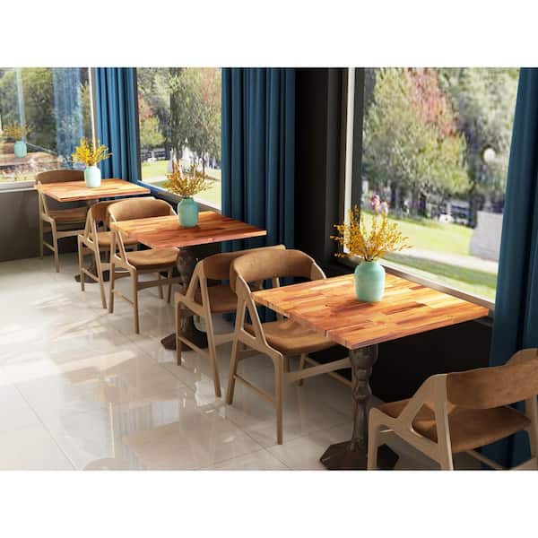 2.3 ft. L x 28 in. D, Teak Butcher Block Table Top Countertop in Clear with Square Edge