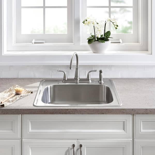 Brecklyn 2-Handle Standard Kitchen Faucet with Side Sprayer in Spot Resist Stainless