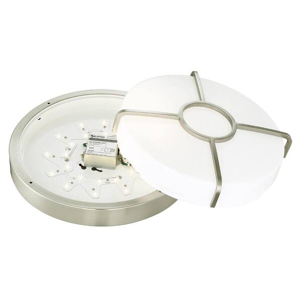 14 in. Brushed Nickel 3000K CCT LED Smart Ceiling Light Flush Mount, Compatible with Google and Alexa NO HUB Required