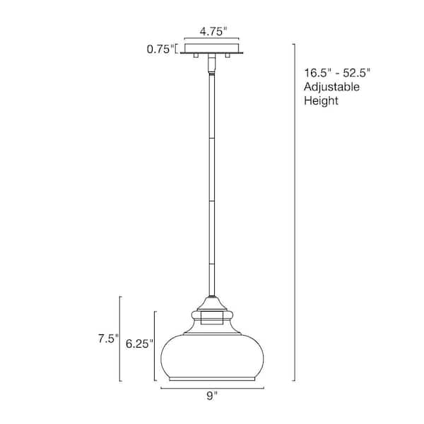 Harlow 9 in. 60-Watt 1-Light Brushed Nickel Modern Schoolhouse Pendant Light with Clear Glass Shade