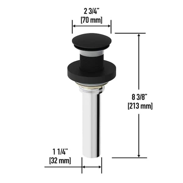 Vessel Bathroom Sink Pop-Up Drain and Mounting Ring, Matte Black