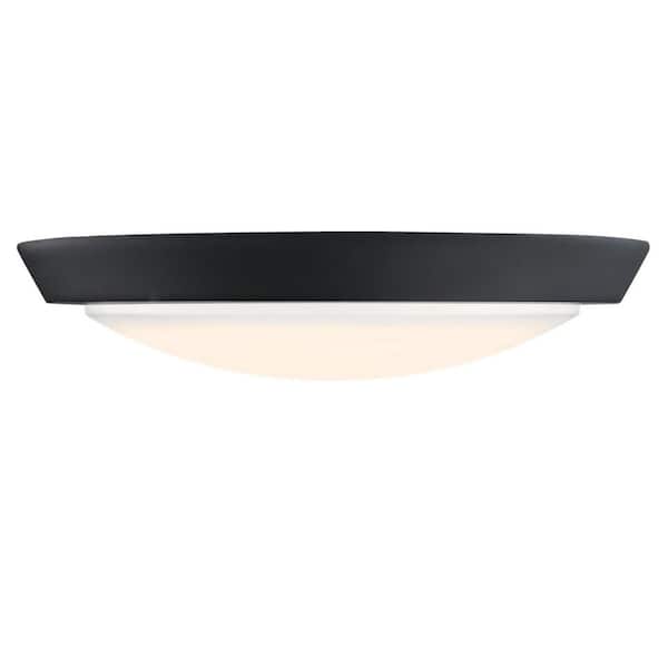 11 in. 20-Watt Matte Black Integrated LED Flush Mount