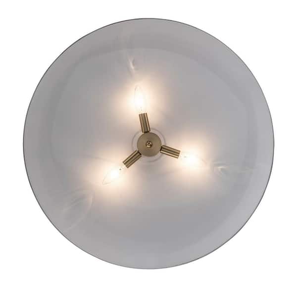 3-Light Brass Pendant Light Fixture with Metal Dome Shade