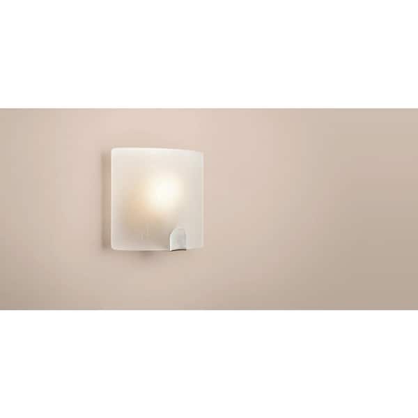 Obsidian 1-Light Brushed Nickel Sconce with Frosted Glass Shade