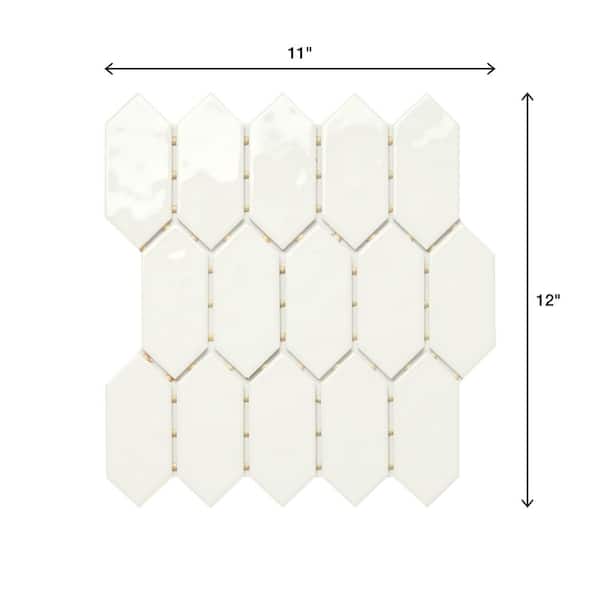 LuxeCraft White 11 in. x 12 in. Glazed Ceramic Picket Mosaic Tile (8.76 sq. ft./Case)