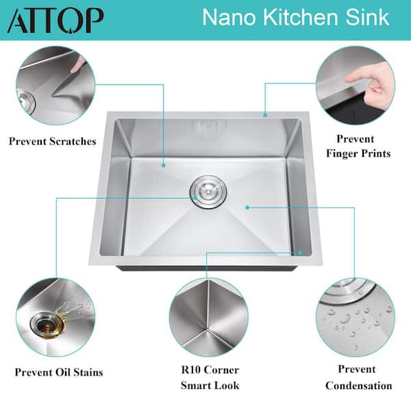 Brushed 20-Gauge Stainless Steel 30 in. Single Bowl Undermount Scratch-Resistant Nano Kitchen Sink with Strainer