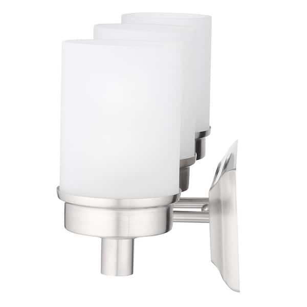 Cade 20.25 in. 3-Light Brushed Nickel Bathroom Vanity Light Fixture with Frosted Glass Shades