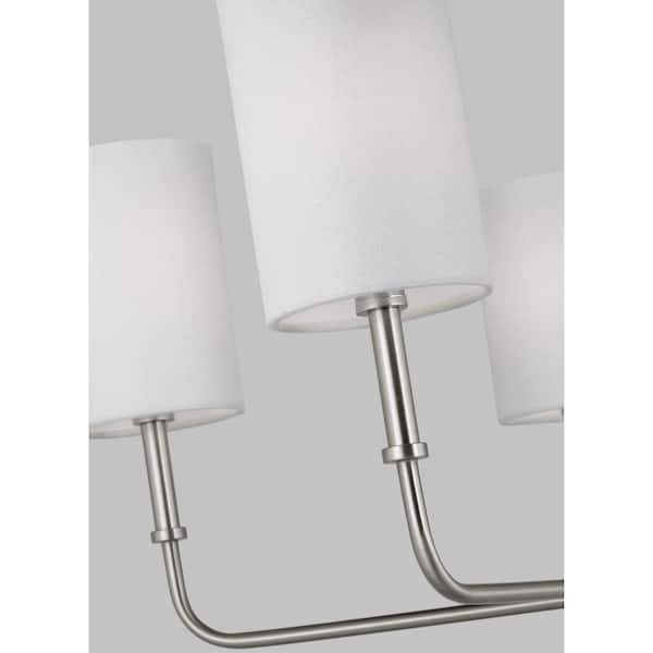 Foxdale 5-Light Brushed Nickel Chandelier with White Linen Fabric Shades