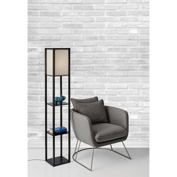 63 in. Black Shelf Floor Lamp