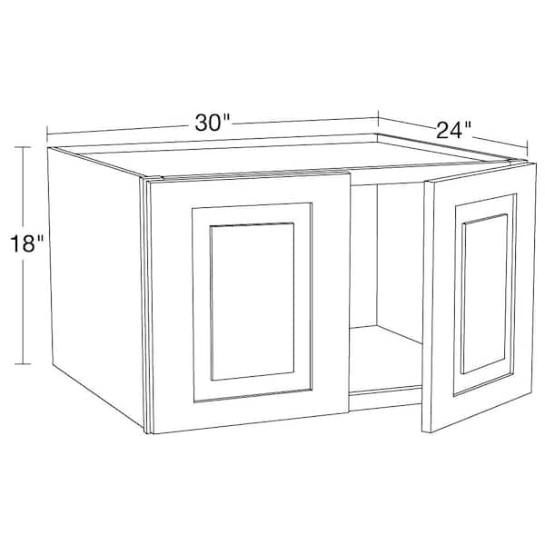 Grayson Deep Onyx Painted Plywood Shaker Assembled Wall Kitchen Cabinet Soft Close 30 in W x 24 in D x 18 in H
