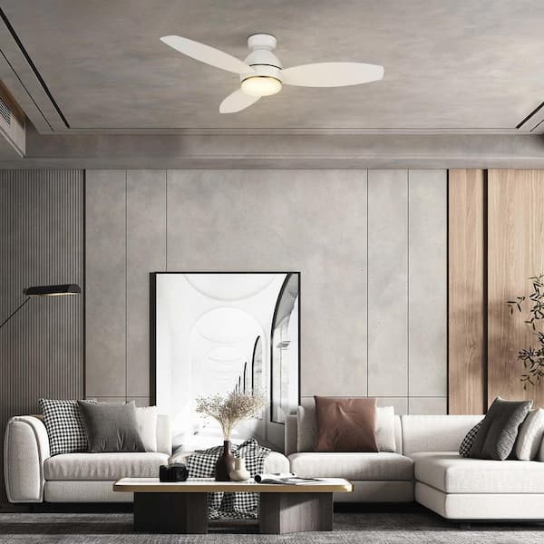 Bretton 48 in. Integrated LED Indoor/Outdoor White Smart Ceiling Fan with Light and Remote, Works with Alexa/Google Home