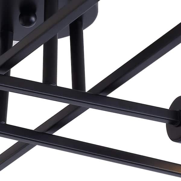 Industrial 33 in. 6-Light Black Linear Semi-Flush Mount Light Sputnik Ceiling Light