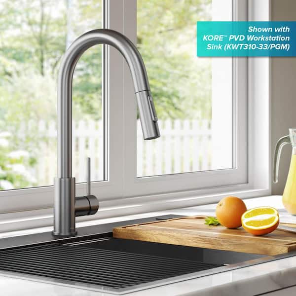 Oletto Single Handle Pull Down Sprayer Kitchen Faucet in Spot Free Stainless Steel