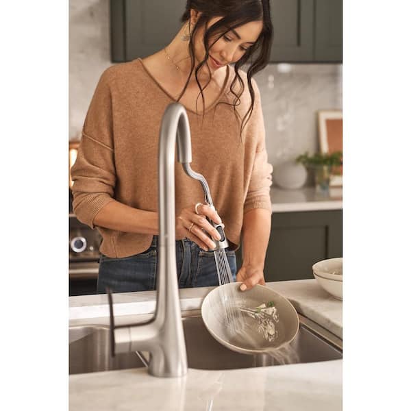Sinema Single-Handle Smart Touchless Pull Down Sprayer Kitchen Faucet with Voice Control and Power Boost in Stainless