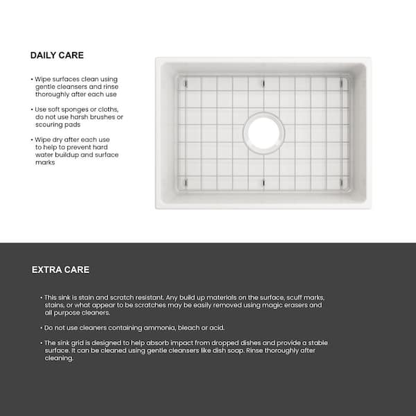 Farmhouse Apron-Front Fireclay 27 in. Single Bowl Kitchen Sink in White with Bottom Grid