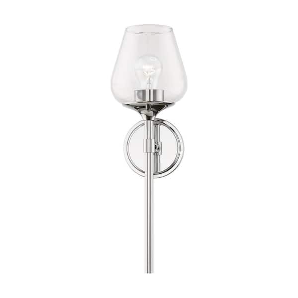 Willow 1-Light Polished Chrome Wall Sconce with Clear Glass