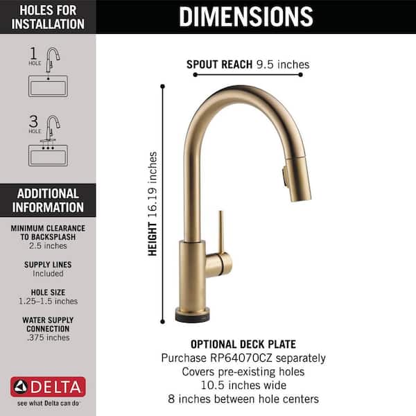 Trinsic Single-Handle Pull-Down Sprayer Kitchen Faucet with Touch2O Technology in Champagne Bronze