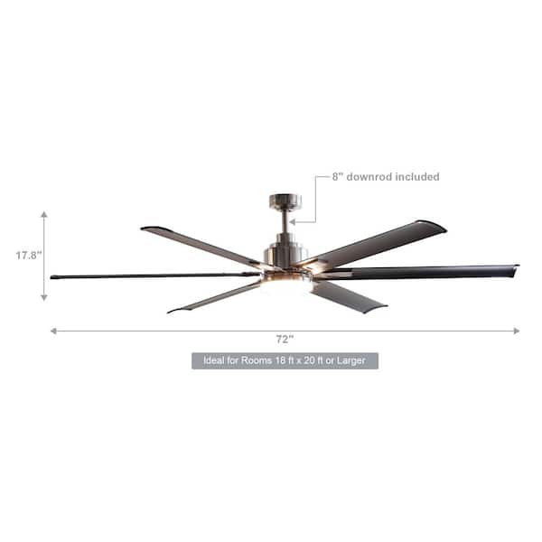 72 in. Modern Integrated LED Brushed Chrome Ceiling Fan with Light and Remote Control